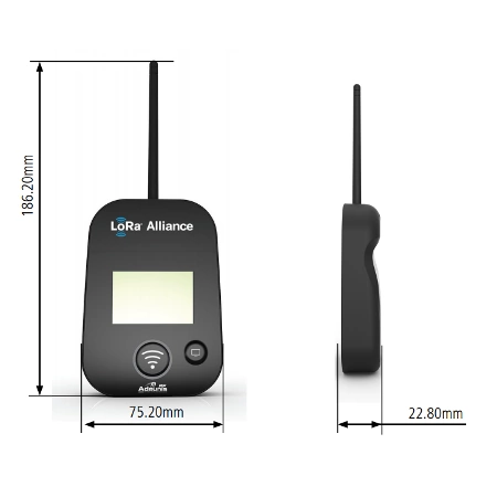 Adeunis mobiler LoRaWAN® Feldtester Reichweitentester Maße